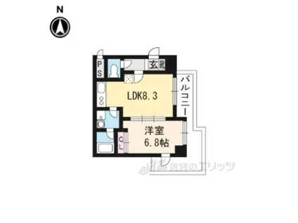 グラシオン西陣(1DK/9階)の間取り写真