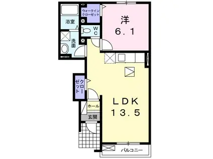 ヴェルデ II(1LDK/1階)の間取り写真
