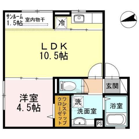 エミールコート西脇(1LDK/2階)の間取り写真