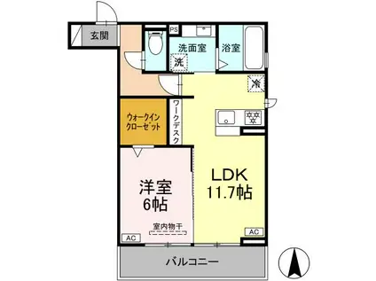 ルヴィータ栄生(1LDK/3階)の間取り写真