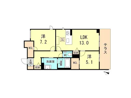 VIA SOLE 六甲道(2LDK/1階)の間取り写真