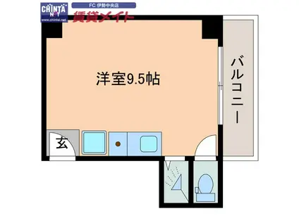 伊勢ビル(ワンルーム/4階)の間取り写真