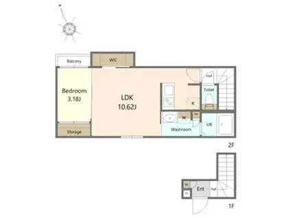 エムズコート二軒茶屋(1LDK/2階)の間取り写真