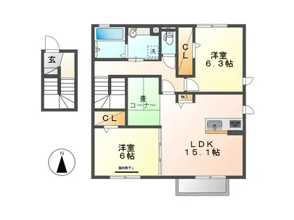 恵比寿II(2LDK/2階)の間取り写真
