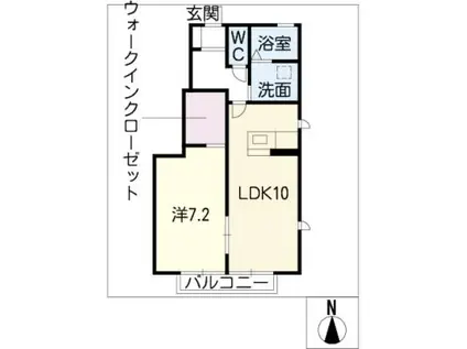 ヴォアラクテII(1LDK/1階)の間取り写真