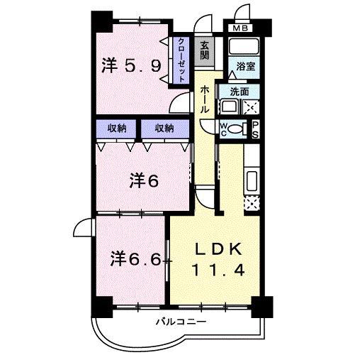 グランドレジデンス(3LDK/2階)の間取り写真