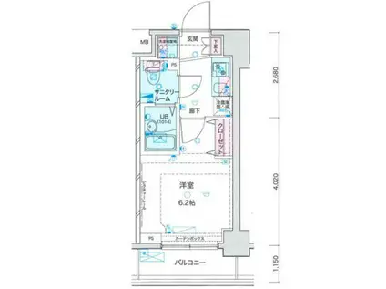 ジェノヴィア京成立石IIIスカイガーデン(1K/6階)の間取り写真