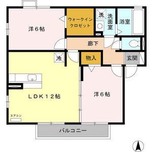 アメニティ陽だまりI(2LDK/2階)の間取り写真