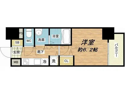 レオンコンフォート上本町カレント(1K/7階)の間取り写真