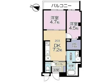 エーフラット2(2DK/2階)の間取り写真