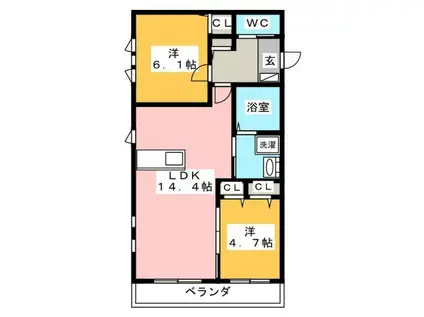 フローラルネスト(2LDK/2階)の間取り写真