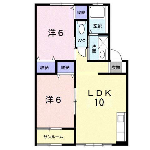 ガーデンヒルズ(2LDK/1階)の間取り写真