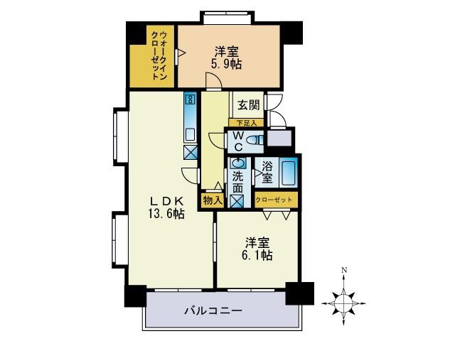 イーストコート箱崎(2LDK/7階)の間取り写真