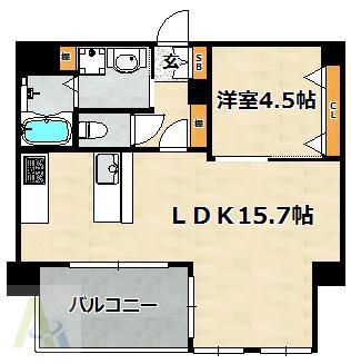HMレジデンス(1LDK/4階)の間取り写真