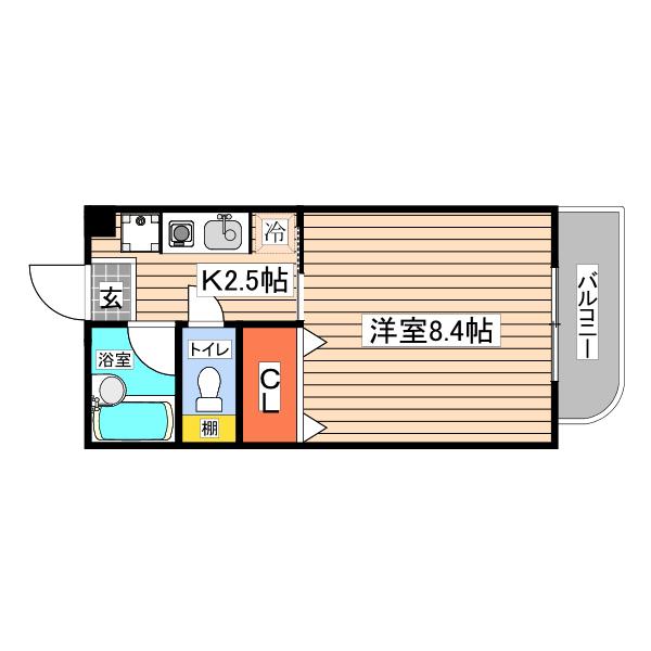 はよぴら盾(1K/1階)の間取り写真