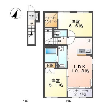 グランクレール(2LDK/2階)の間取り写真