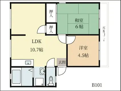 コーポセラヴィ(2LDK/1階)の間取り写真