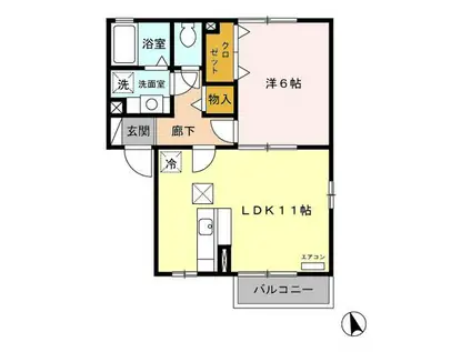 フィオーレ(1LDK/1階)の間取り写真