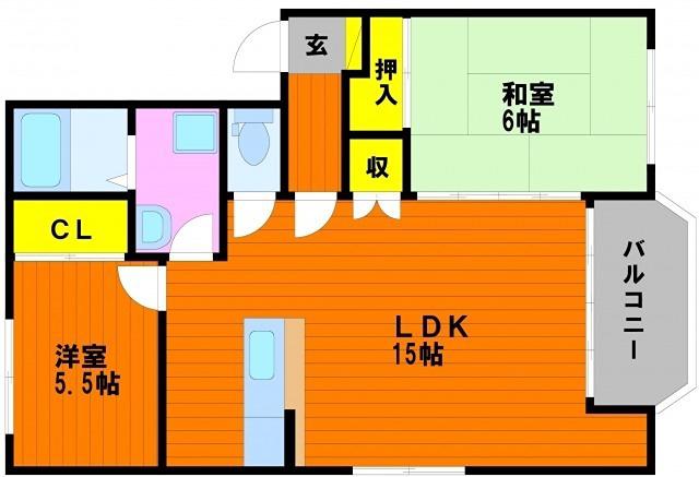 ヴェル・フィオーレNT D棟(2LDK/1階)の間取り写真
