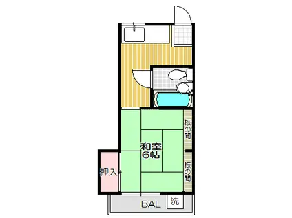 第二金子荘(1K/2階)の間取り写真