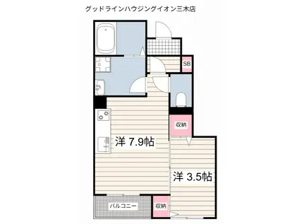 ラ・プレールI(1DK/1階)の間取り写真