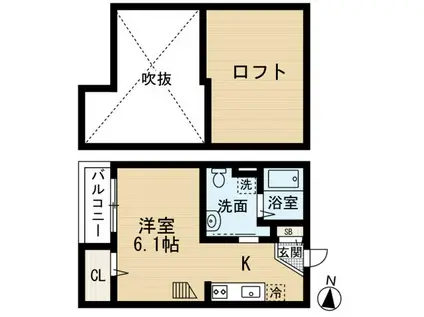 ABETINA大橋(ワンルーム/2階)の間取り写真