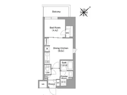 THE GLOW MITA(1LDK/9階)の間取り写真