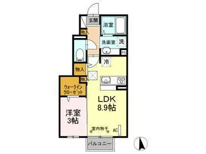 ルイティア VIII(1LDK/1階)の間取り写真