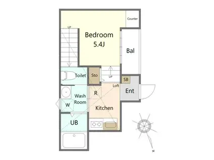 エスペリア五橋I(1K/1階)の間取り写真
