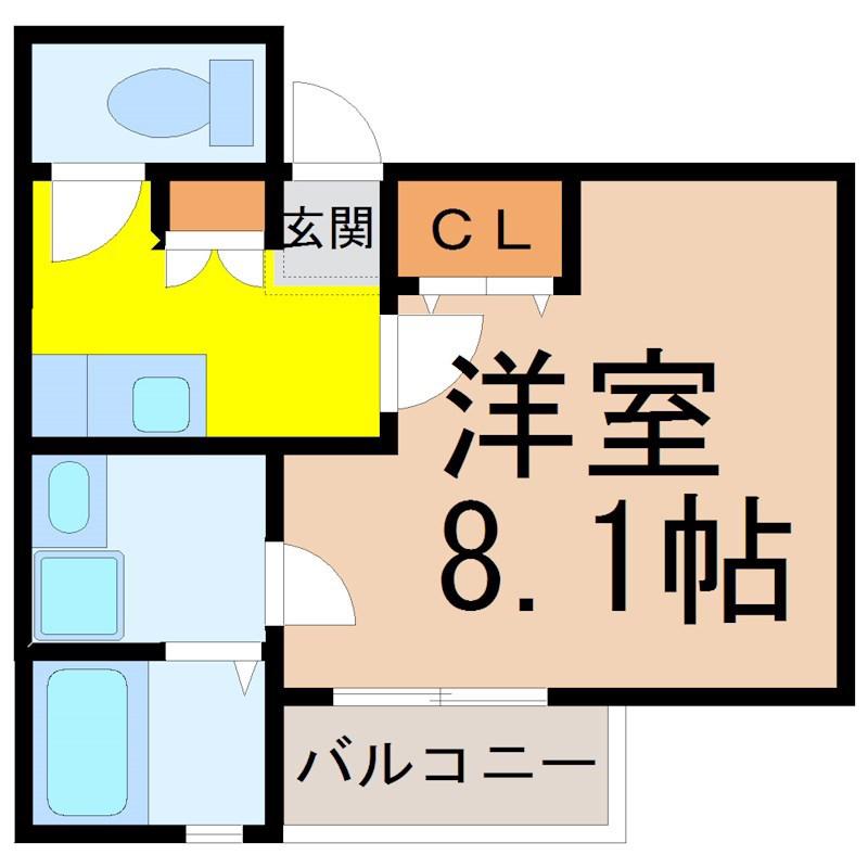 クレフラスト大同A棟(1K/1階)の間取り写真