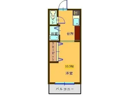 山本ビル(1K/3階)の間取り写真