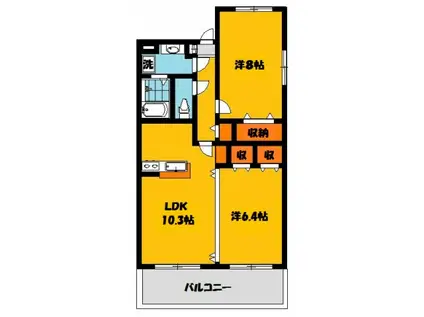 Y&Mアミューズ(2LDK/2階)の間取り写真