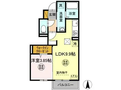 メゾンクレールE(1LDK/1階)の間取り写真