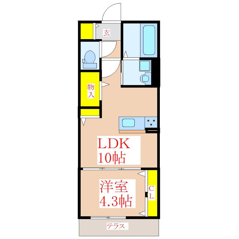 フォルトゥーナ(1LDK/1階)の間取り写真