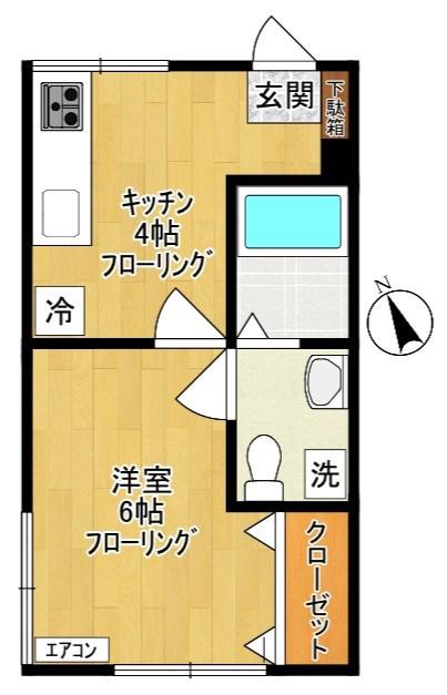シャトー大貫(1K/1階)の間取り写真