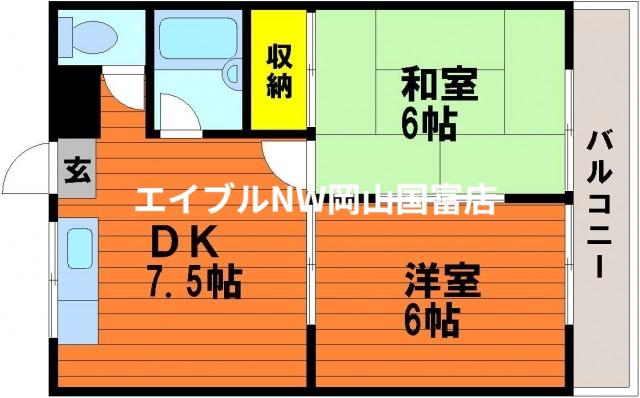 メゾン桑野(2DK/3階)の間取り写真