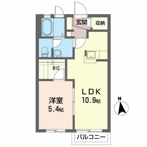 ソレイユ堤(1LDK/2階)の間取り写真