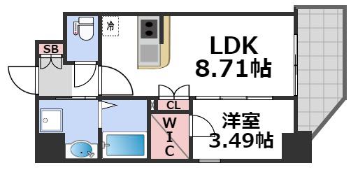 サムティ京橋CLEAR(1LDK/8階)の間取り写真