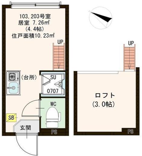 ハーモニーテラス本町III(ワンルーム/1階)の間取り写真
