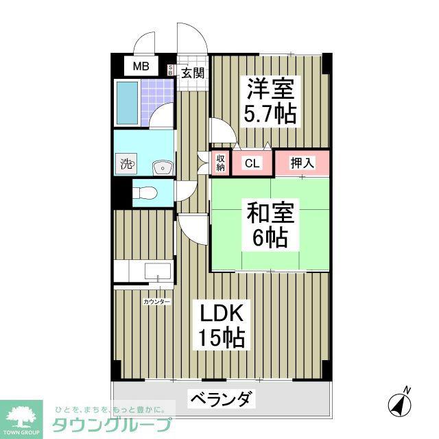 オーチャード(2LDK/6階)の間取り写真