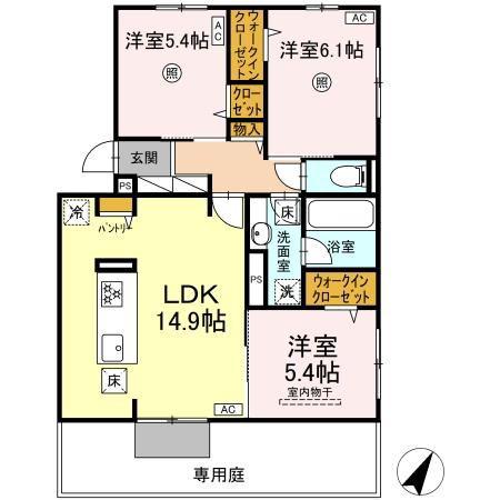 TORISIA相生町(3LDK/1階)の間取り写真