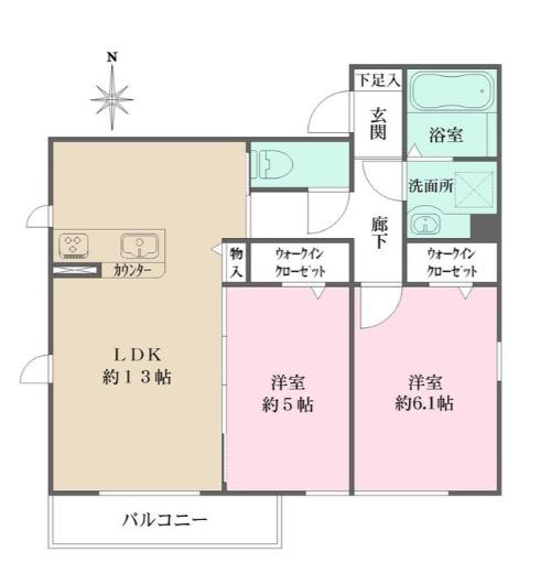 ヴィルフランシュ上本町(2LDK/3階)の間取り写真