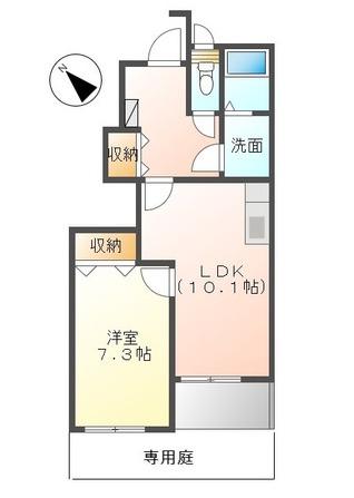 フローラル(1LDK/1階)の間取り写真