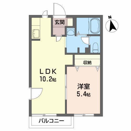 グランシード津志田A(1LDK/2階)の間取り写真