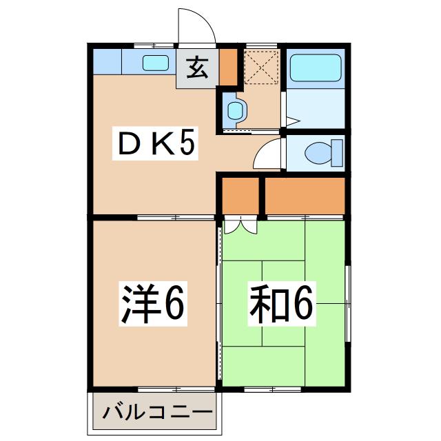バジリカハイツ(2DK/1階)の間取り写真