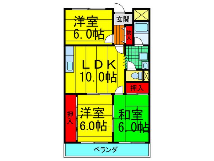 シャルム国松(3LDK/1階)の間取り写真