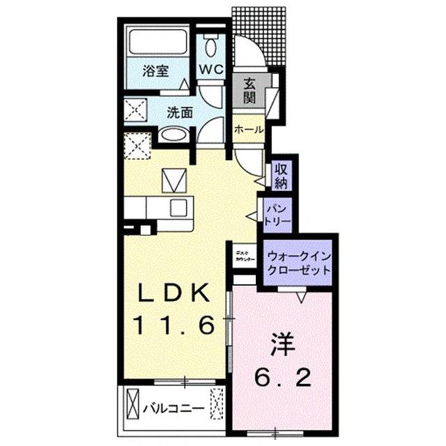 フィグ キャッスル(1LDK/1階)の間取り写真