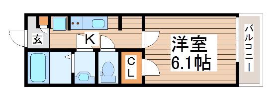 KENII(1K/3階)の間取り写真