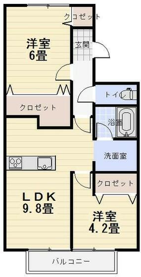 メゾンドゥパサージュ(2LDK/1階)の間取り写真