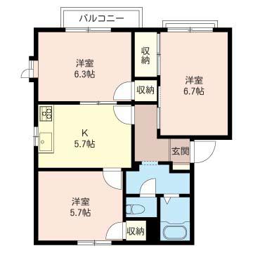 ハイムヒロ(3K/1階)の間取り写真